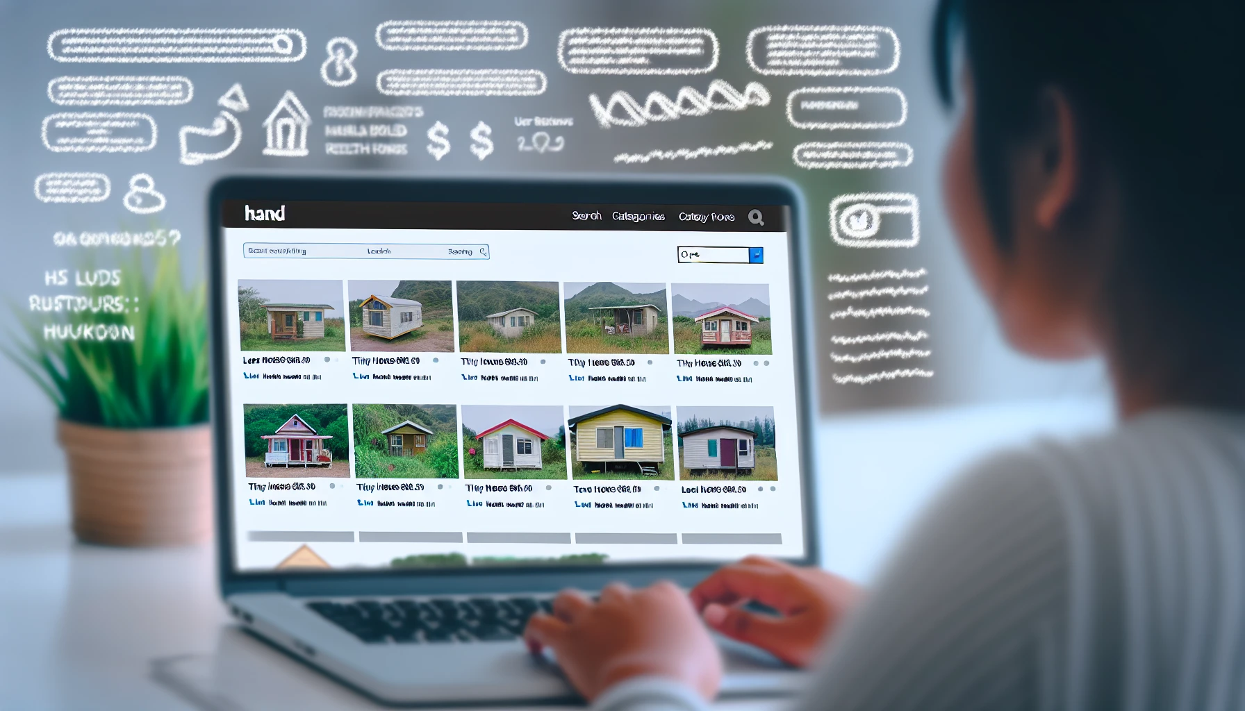 Photo of an online listings website with available land for tiny house rentals