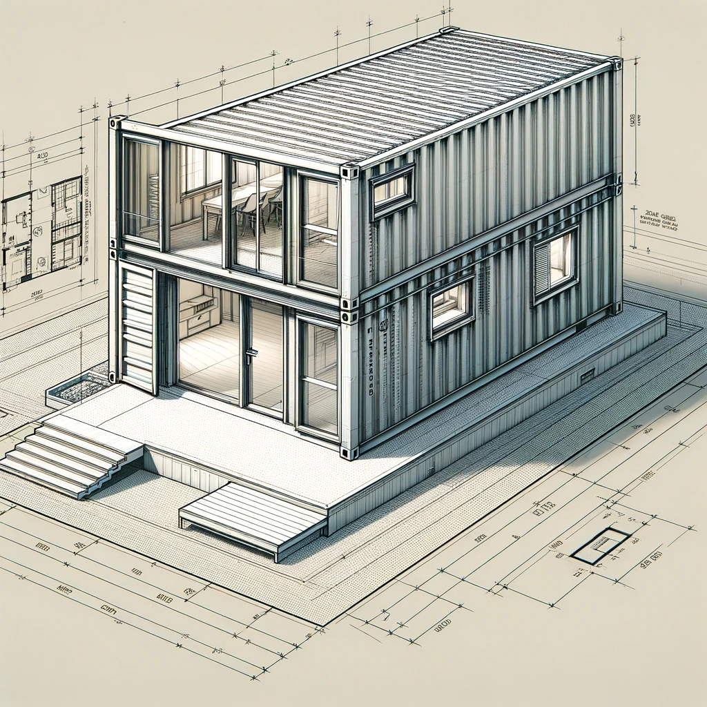 Architect's impression of shipping container house. 